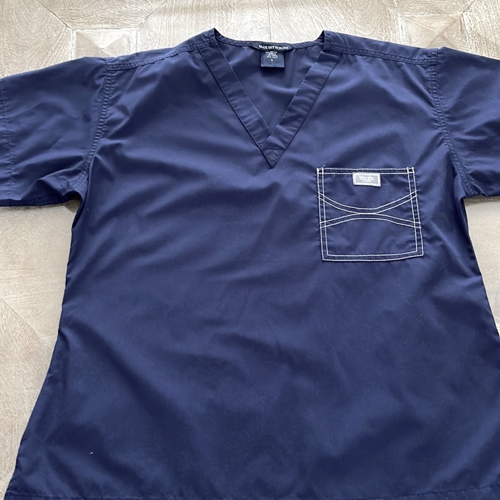 NWT BLUE SKY: GREY LABEL SHELBY SCRUB TOPS - Navy Blue, Sz  L